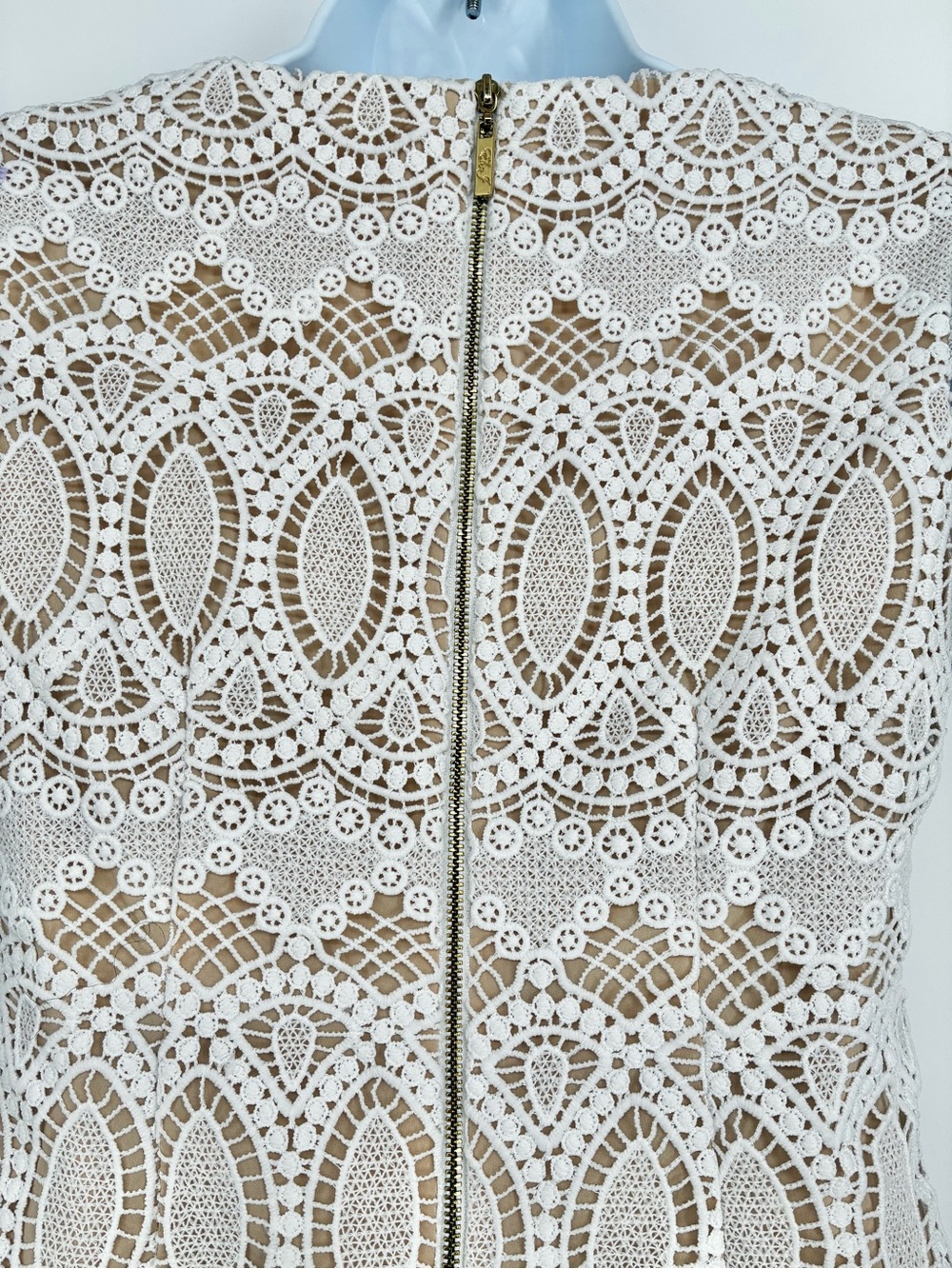 Eliza J White Medallion Lace Overlay Sheath Dress White Nude 2P - Picture 8 of 10